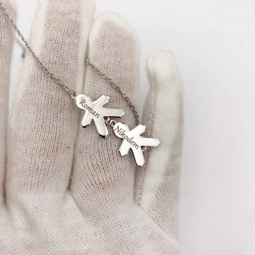 Серебряный браслет для мамы IRIJ Мальчик и девочка с фианитами 2059
