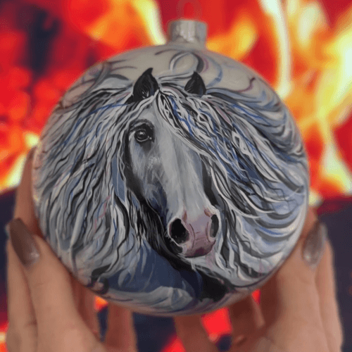 Новогодний шар на елку Santa Shop Символ года 2026 Мрія Белый/Голубой 12 см 4820001179835