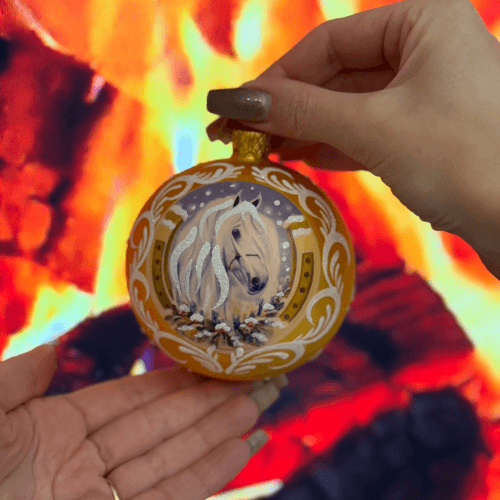 Новогодний шар на елку Santa Shop Символ года 2026 Сніжний кінь Золотой 8,5 см 4820001234053