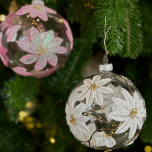 Новогодний шар на елку Santa Shop Магнолия Розовый 10 см 4820001112436