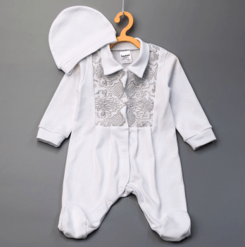 Комплект одежды для крещения Interkids Принц 0 - 3 мес Интерлок Белый/Серый 5748