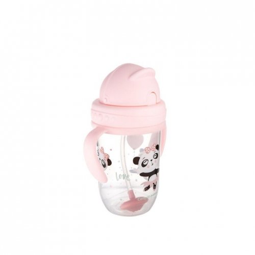 Чашка непроливайка с трубочкой и утяжелителем Canpol babies Exotic Animals 270 мл Розовый 56/606_pin