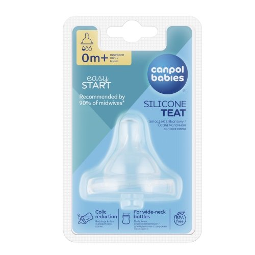 Соска силиконовая для бутылочек с широким отверстием EasyStart Canpol babies поток мини 0+ 21/719