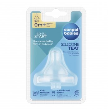Соска силиконовая для бутылочек с широким отверстием EasyStart Canpol babies поток мини 0+ 21/719