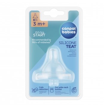 Соска силиконовая для бутылочек с широким отверстием EasyStart Canpol babies поток медленный 3+ 21/720