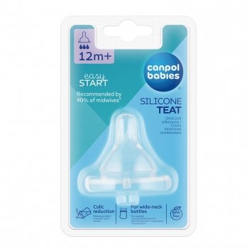 Соска силиконовая для бутылочек с широким отверстием EasyStart Canpol babies поток быстрый 12+ 21/722