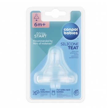 Соска силиконовая для бутылочек с широким отверстием EasyStart Canpol babies поток каша 6+ 21/723