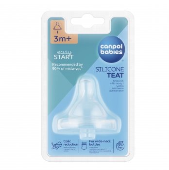 Соска силиконовая для бутылочек с широким отверстием EasyStart Canpol babies поток сменный 3+ 21/724