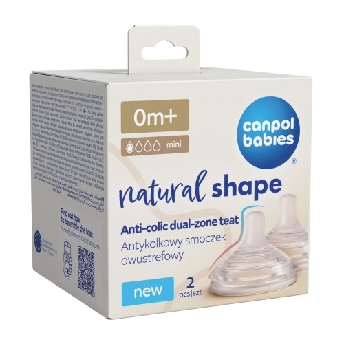 Антиколиковая соска двухзонная Canpol babies Natural Shape 0m+ Mini 2 шт 21/750
