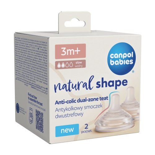 Антиколиковая соска двухзонная Canpol babies Natural Shape 3m+ Slow 2 шт 21/751