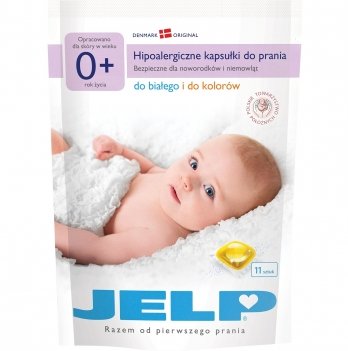 Гипоаллергенный капсулы для стирки детских вещей JELP 0+ для белого и цветного 11 шт 97232