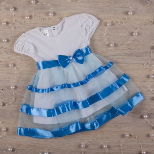 Платье детское с коротким рукавом Бетис Маленькая леди 0-6 мес Голубой 27072122