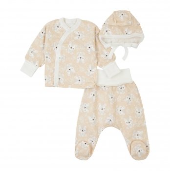 Набор одежды для новорожденных ЛяЛя 0 - 1 мес Футер Бежевый/Белый К1ФТ003_6-175