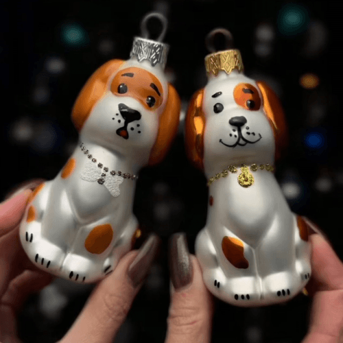 Елочная игрушка Santa Shop Песик Чапа здивований Белый/Коричневый 10 см 4820001179569