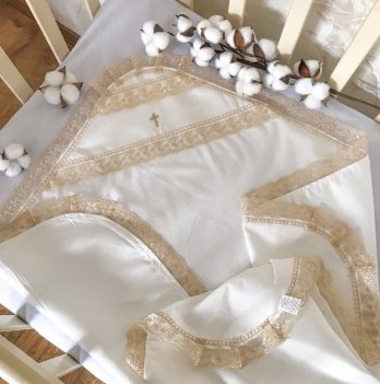 Крыжма для крещения BetiS Чарівна світлинка Атлас/Кулир Молочный/Кофейный 75х100 см 27686900