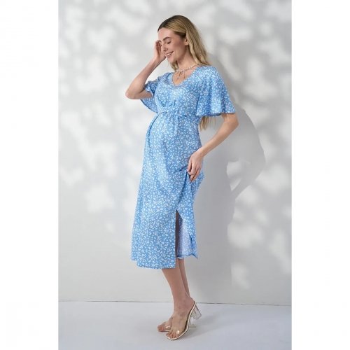 Платье для беременных и кормящих Юла Мама Vanessa Голубой/Белый DR-26.023