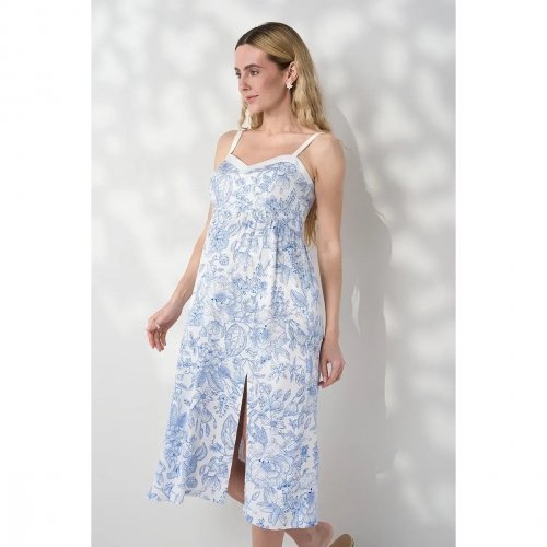 Сарафан для беременных и кормящих Юла Мама Amelie Молочный/Синий SF-26.062