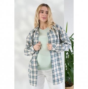 Рубашка в клетку для беременных и кормящих Юла Мама Rey Синий/Зеленый BL-26.031