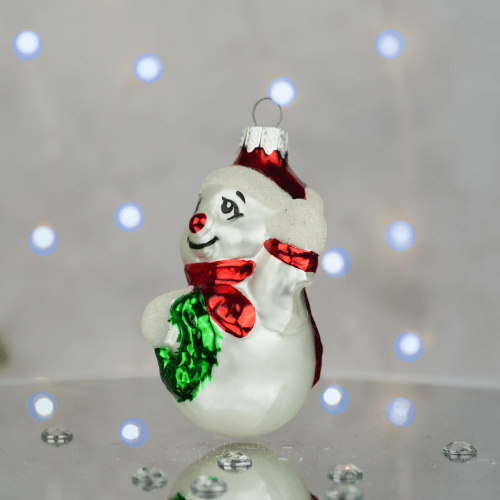 Елочная игрушка Santa Shop Сніговик з вінком Красный 8 см 4820001180244