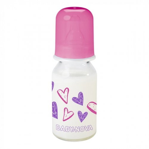 Бутылочка для кормления Baby-Nova Декор Стеклянная 125 мл Розовый 3960331
