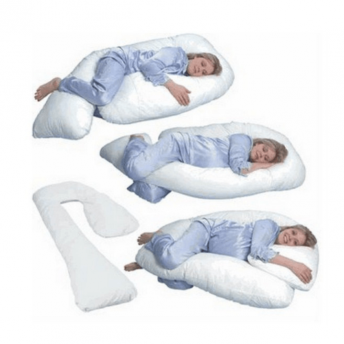 Подушка для беременных и кормящих Мои Подушки Сладкий сон Лен Розовый 140х80 см