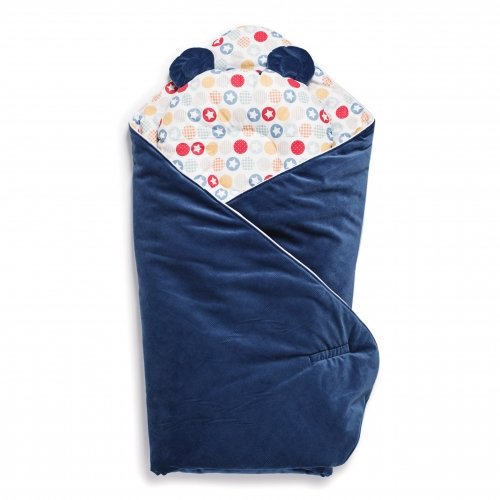 Конверт одеяло для новорожденных двусторонний c ортопедической подушкой Twins Bear 100х100 см Синий 9064-TB-109