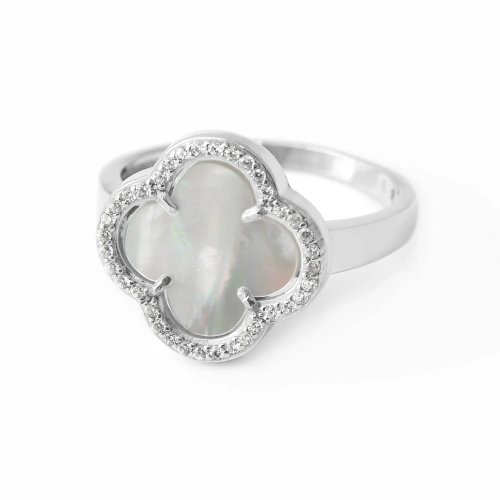 Серебряные кольцо UMAX Клевер Белый 10353b