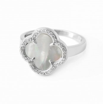 Серебряные кольцо UMAX Клевер Белый 10353б