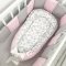 Кокон для новорожденных Oh My Kids Единороги с облаками и радугами Ранфорс/Сатин Розовый/Белый Поролон 2 см КК-126-Х