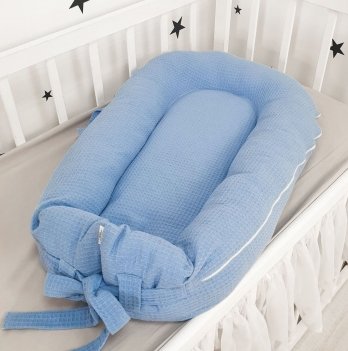 Кокон для новорожденных Oh My Kids Soft OMK Sky blue Пике Голубой Кокос 2 см КК-242-OMK