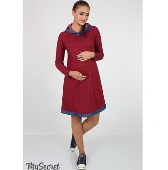 Платье трикотажное  для беременных и кормящих мам MySecret Lein DR-17.032 бордовый