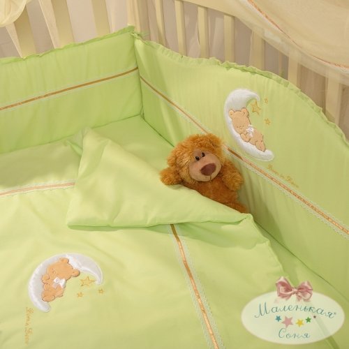Детское постельное белье и бортики в кроватку Маленькая Соня Teddy Салатовый 010811