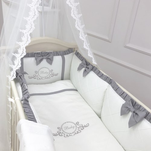 Детское постельное белье с балдахином и бортики в кроватку Маленькая Соня Belissimo серый Серый 015552
