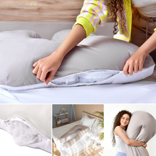 Подушка для беременных и кормящих Ideia П-образная 140х75х20 см Светло-серый 8-33722*001