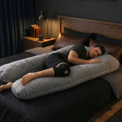 Подушка для беременных и кормящих Ideia П-образная стеганая 140х75х20 Серый см 8-33724