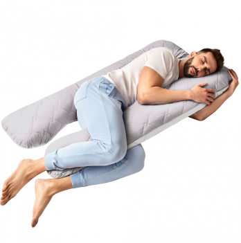 Подушка для беременных и кормящих Ideia П-образная стеганая 140х75х20 Светло-серый см 8-33724