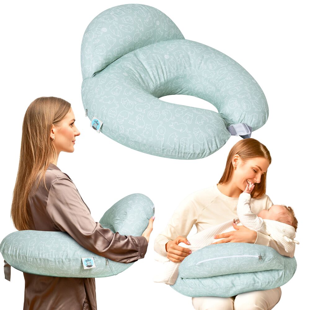 Подушка для кормления Sei Design Диванчик Котики Светло-мятный 60х70х16 см 8-35409*006