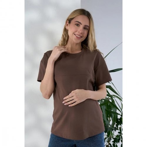 Футболка для беременных и кормящих Юла Мама Goldie Коричневый NR-26.091