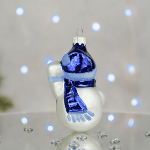 Елочная игрушка Santa Shop Сніговик з вінком Синий 8 см 4820001180237