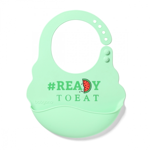 Силиконовый слюнявчик с карманом BabyOno Салатовый 829/02