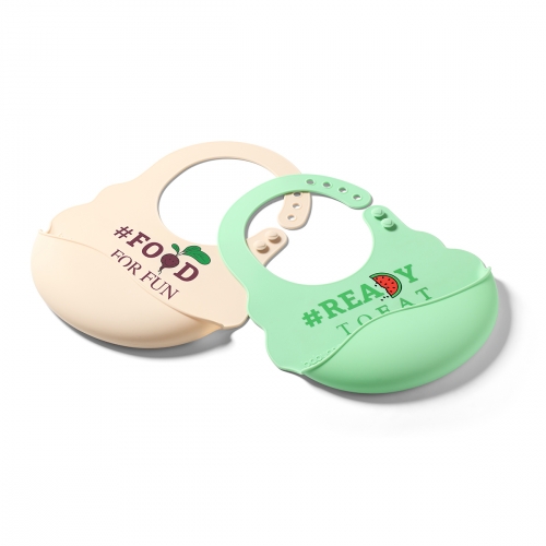 Силиконовый слюнявчик с карманом BabyOno Кремовый 829/03