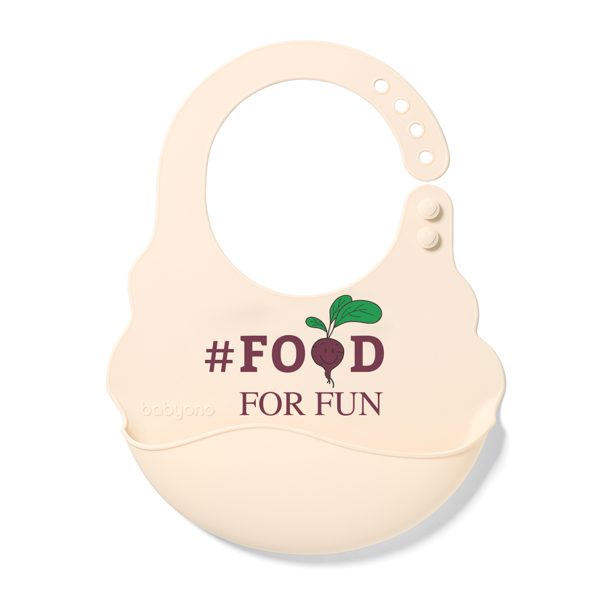 Силиконовый слюнявчик с карманом BabyOno Кремовый 829/03