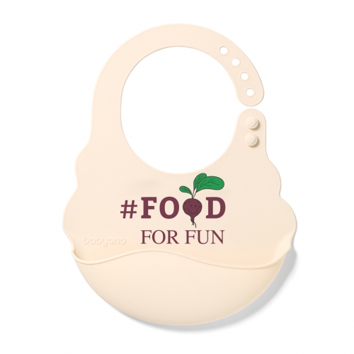 Силиконовый слюнявчик с карманом BabyOno Кремовый 829/03