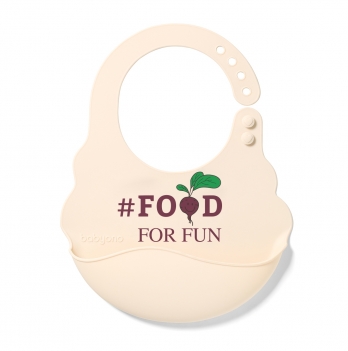 Силиконовый слюнявчик с карманом BabyOno Кремовый 829/03