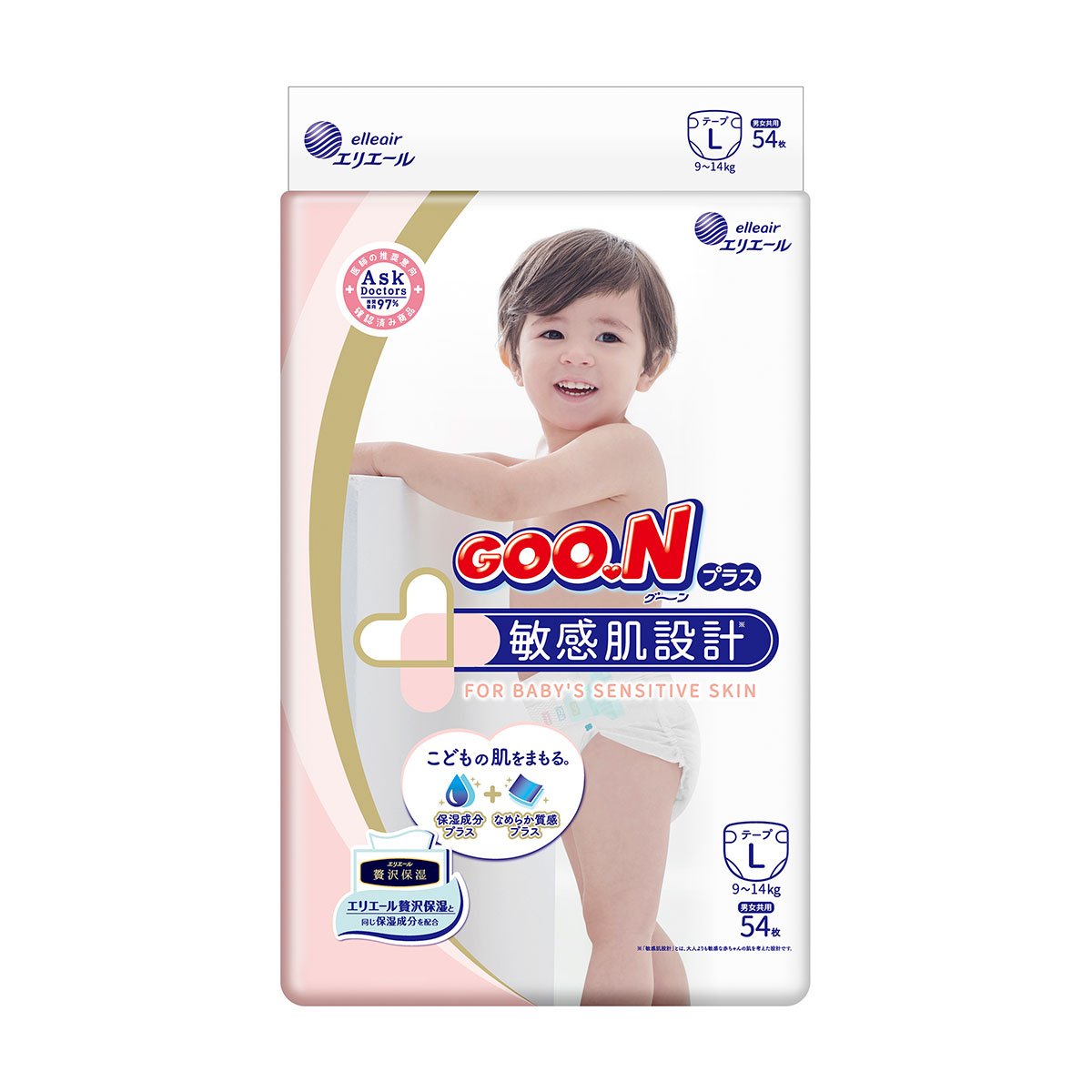 Подгузники GOO.N Plus для детей 9 - 14 кг размер L 54 шт 843336 Подгузники GOO.N Plus для детей 9 - 14 кг размер L 54 шт 843336
