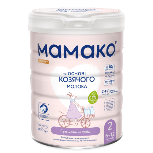 Детская смесь на основе козьего молока Mamako Premium 2 6-12 мес 800 г 1105315