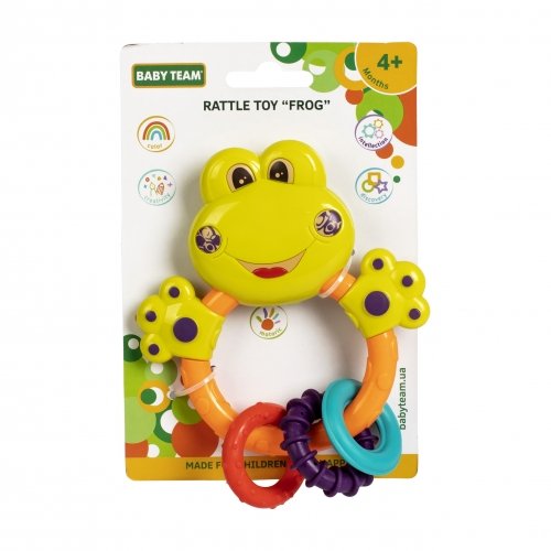 Детская игрушка погремушка BABY TEAM Лягушка Зеленый 8449_зеленый
