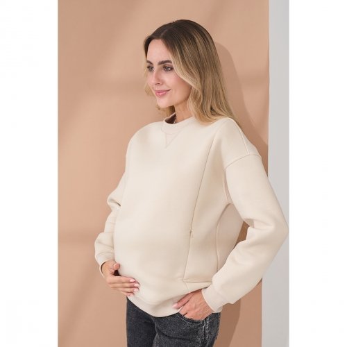 Свитшот для беременных и кормящих с начесом Юла Мама Kloya Бежевый SW-45.011