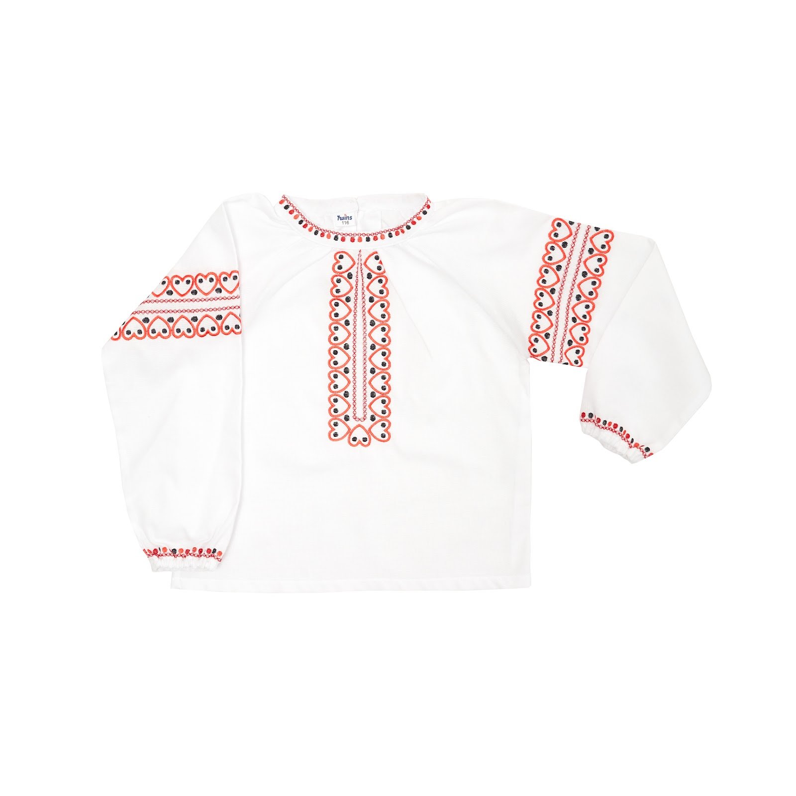 Вышиванка детская Twins Сердечки 1 - 7 лет Хлопок Белый/Красный/Черный 88OTS