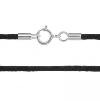 Шелковый шнурок для кулона Silvex Черный 50 см 898 1/50